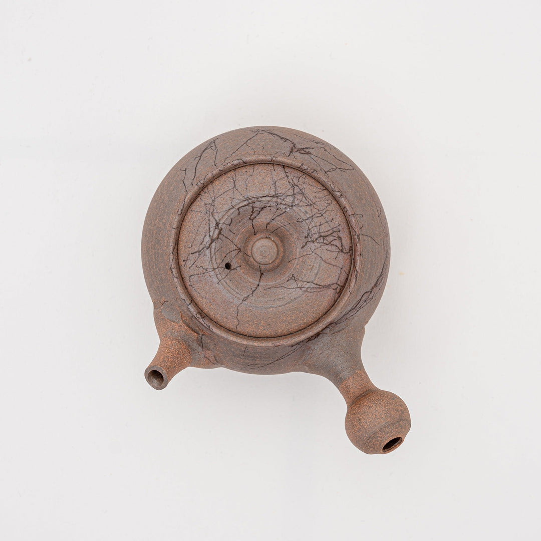 Handcrafted Tokoname kyusu teapot photographed from above