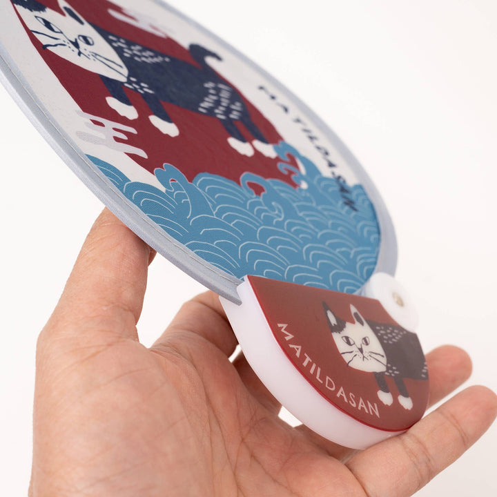 Kusuguru Japan Foldable Cat Hand Fan - Portable Round Fan