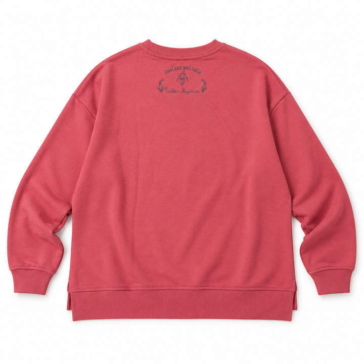 KUSUGURU JAPAN Cat Embroidered Sweatshirt – Cranberry image 4
