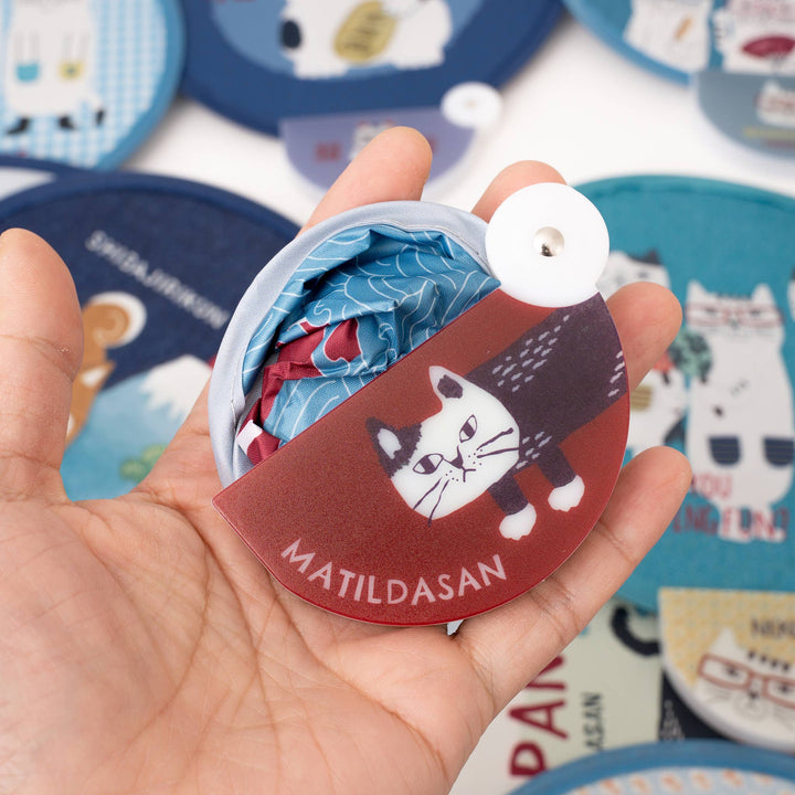 Kusuguru Japan Foldable Cat Hand Fan - Portable Round Fan