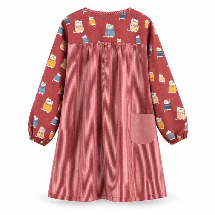 Kusuguru Japan Cat Print Long Sleeve Cotton Apron Smock image 4