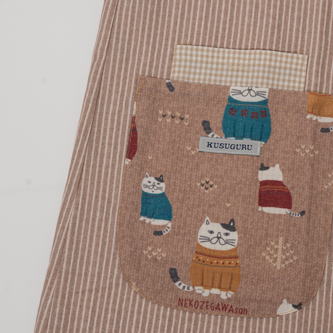 Kusuguru Japan Cat Long Sleeve Cotton Apron Smock-Beige image 4