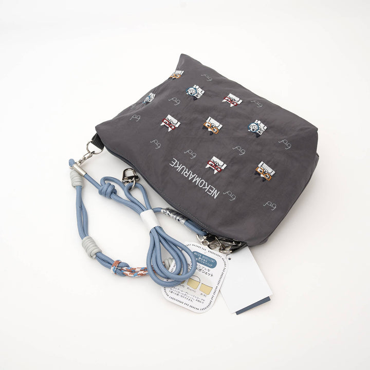 Kusuguru Japan Embroidered Cat Multi-Use Crossbody Bag