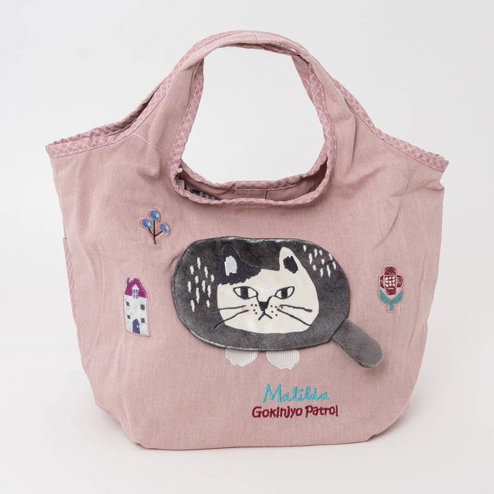 Kusuguru Japan Embroidered Climbing Cat Canvas Tote