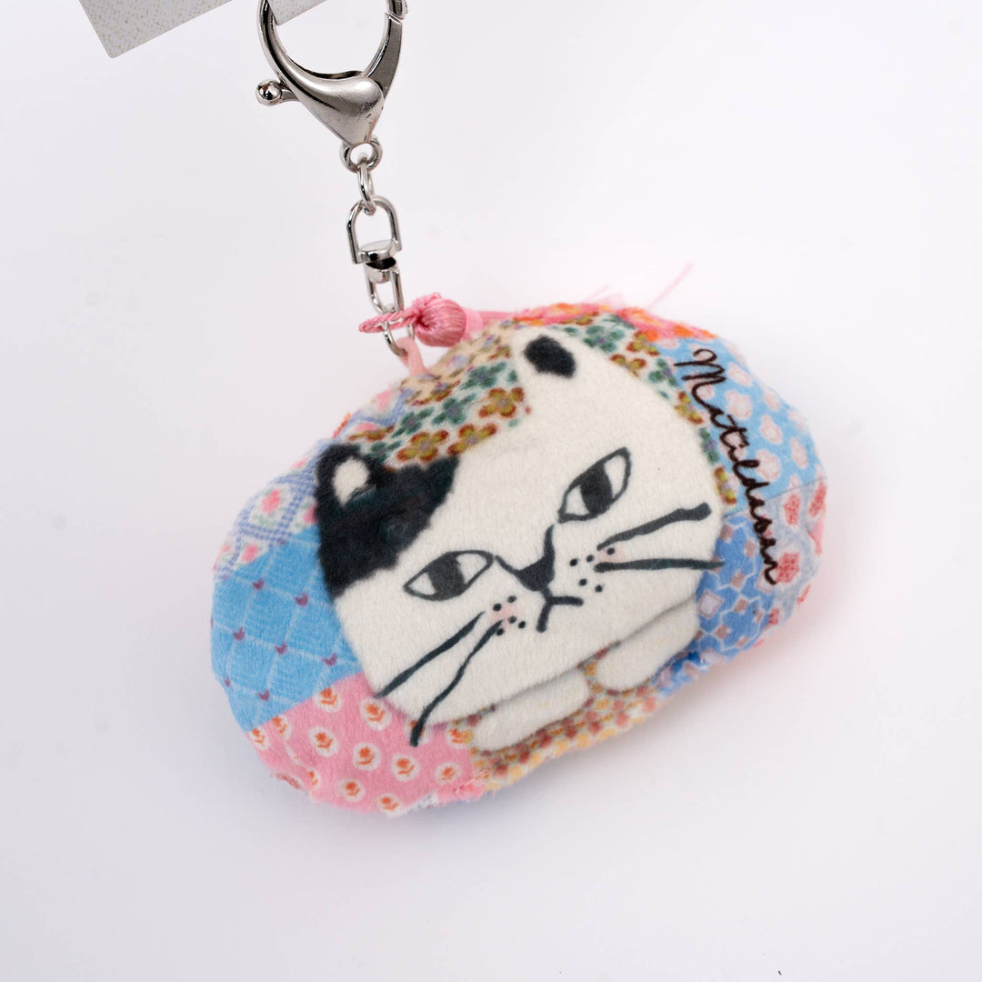 Kusuguru Japan Cat Puffed Fabric Keychain with Tassel