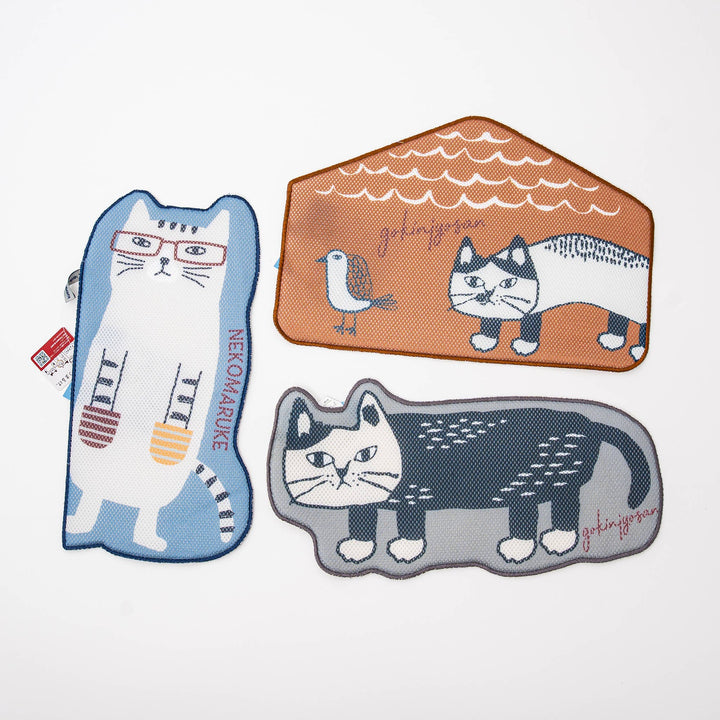 Kusuguru Japan Whimsical Cat-Themed Quick-Dry Mesh Drying Mat Collection