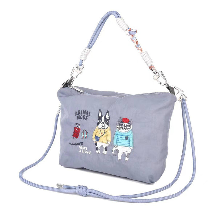 Kusuguru Japan Embroidered Cat Multi-Use Crossbody Bag