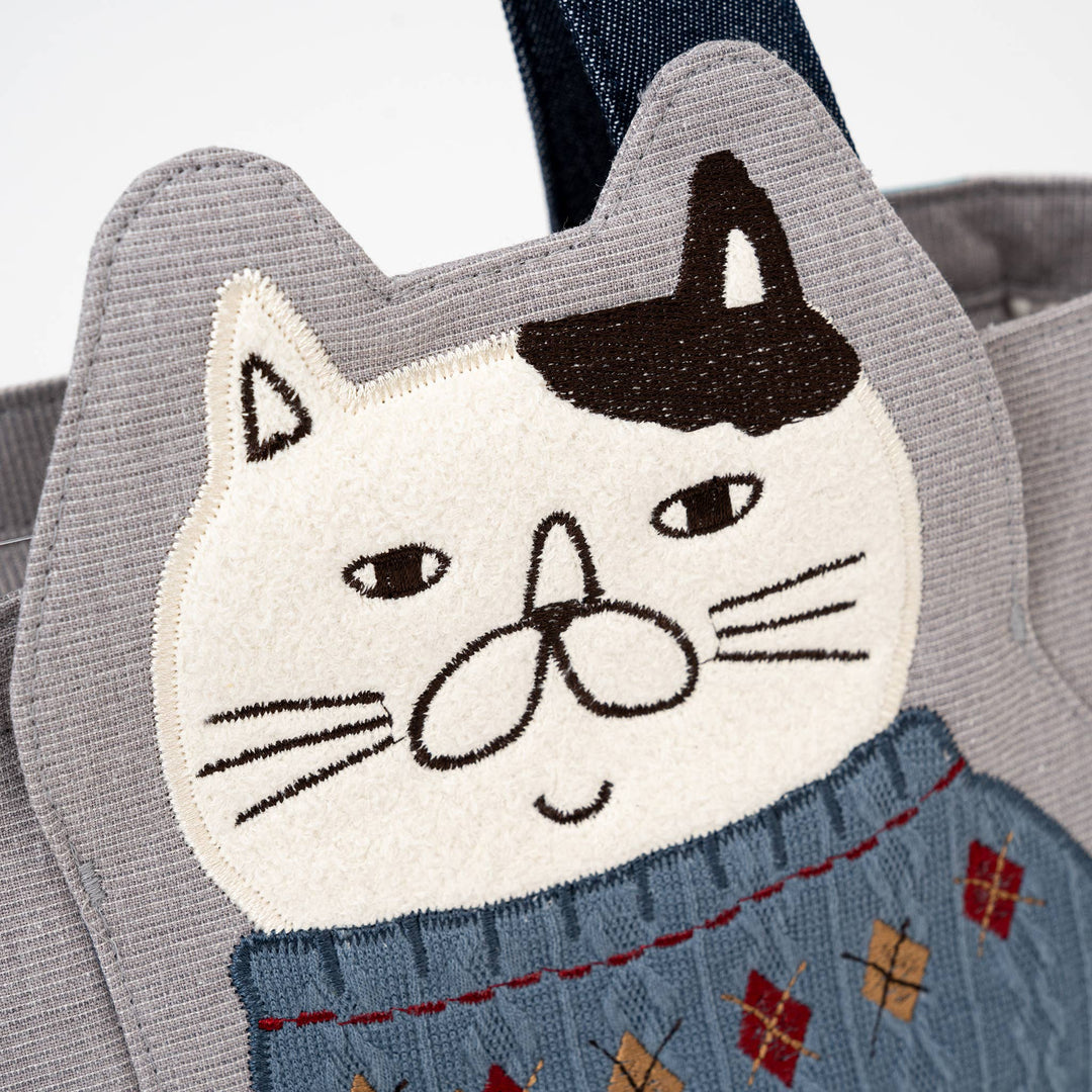 Kusuguru Japan Fat Cat Fabric Lunch Tote B- two color 