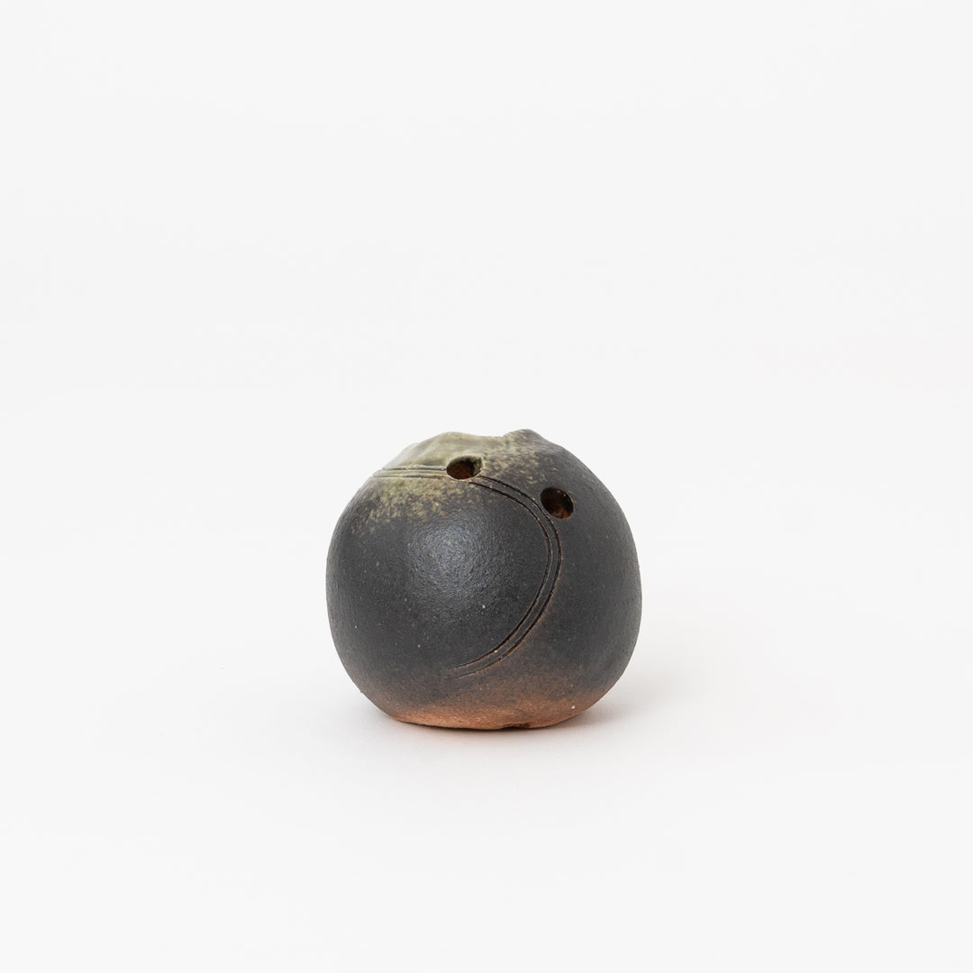 Charcoal organic Shigaraki mini vase with olive-gray glaze