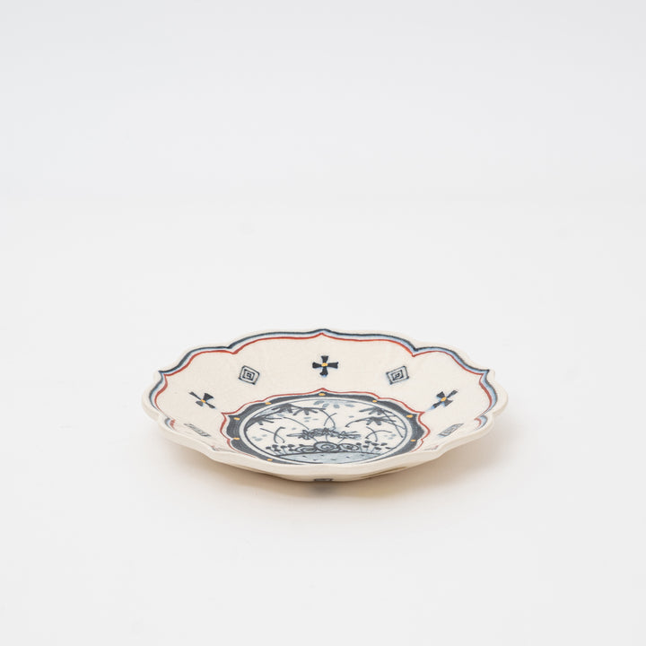 Japanese Bellflower Plate with Crackle Glaze