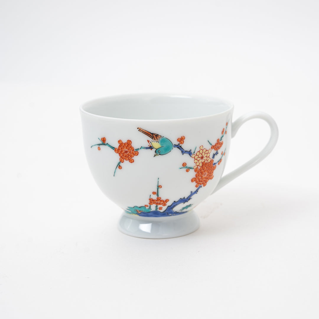 Arita Ware Bird & Plum Blossom Coffee Cup & Saucer Set
