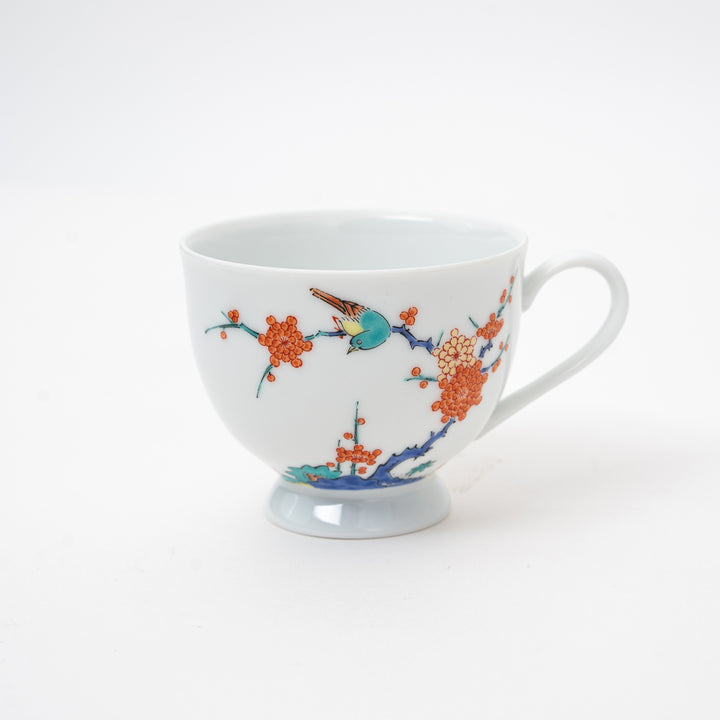 Arita Ware Bird & Plum Blossom Coffee Cup & Saucer Set