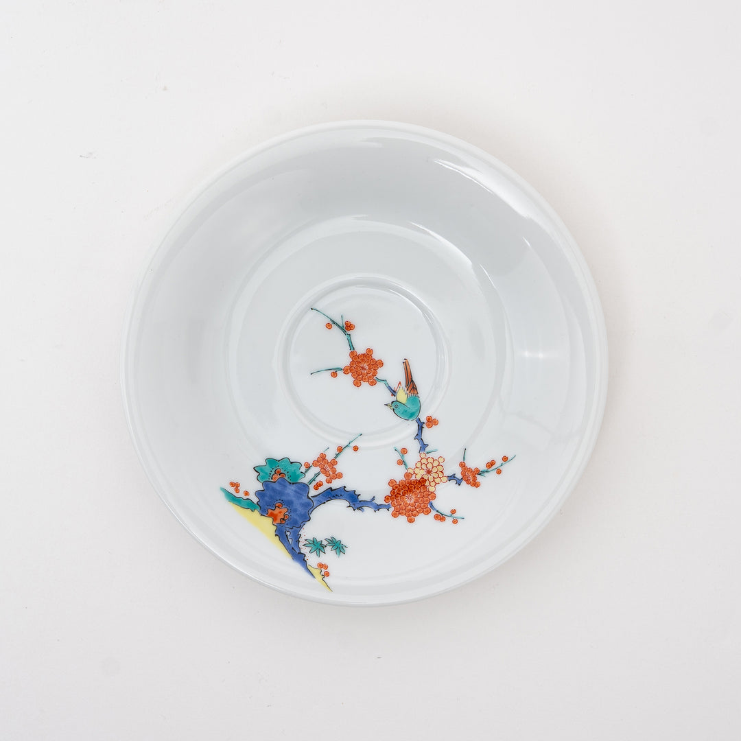 Arita Ware Bird & Plum Blossom Coffee Cup & Saucer Set