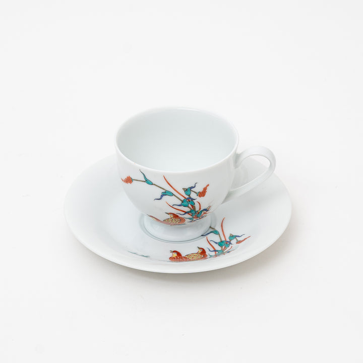 Arita Ware Quail & Autumn Grass Coffee Cup & Saucer Set