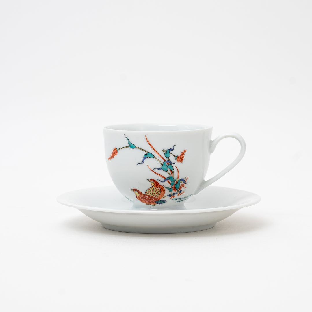 Arita Ware Quail & Autumn Grass Coffee Cup & Saucer Set