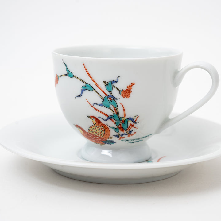 Arita Ware Quail & Autumn Grass Coffee Cup & Saucer Set