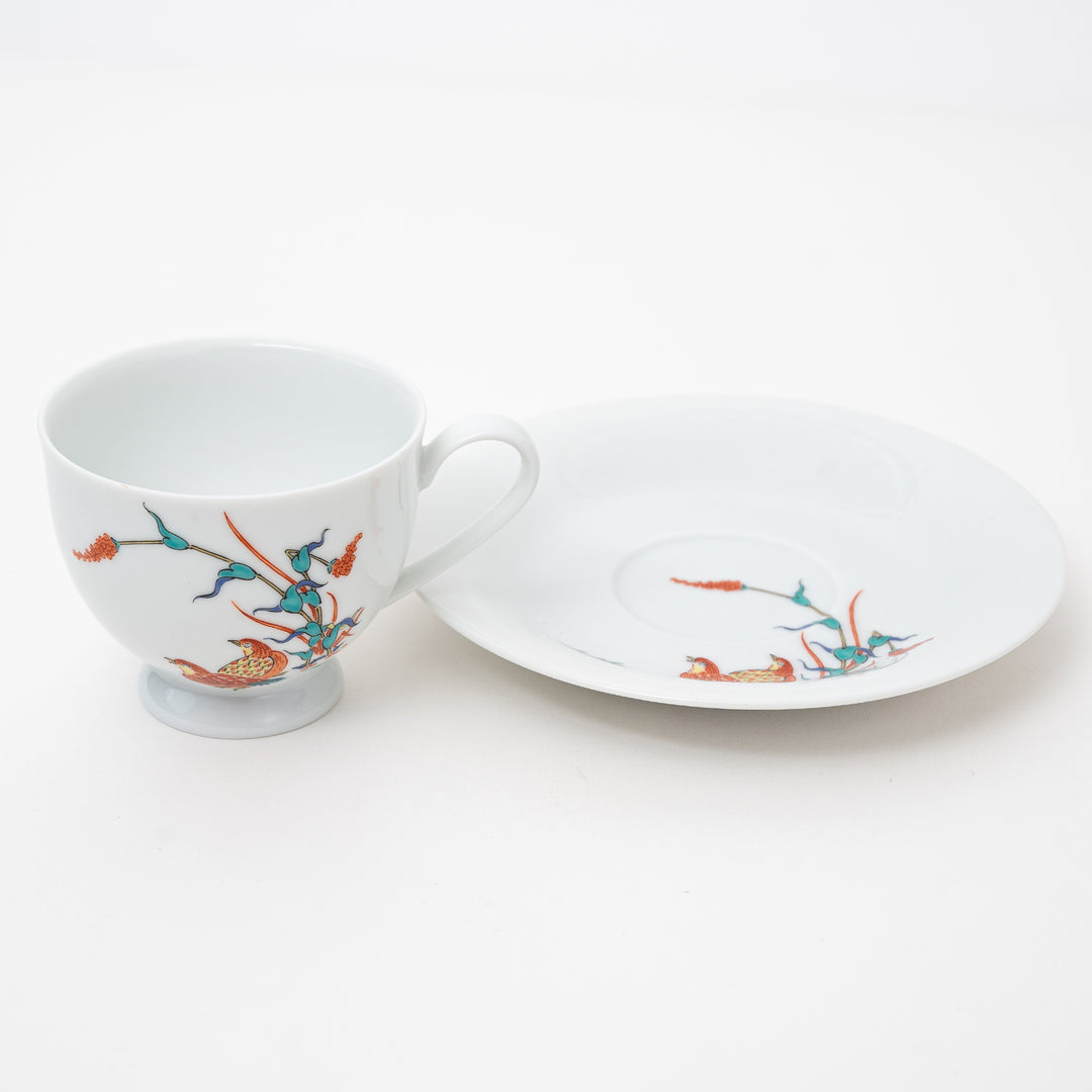 Arita Ware Quail & Autumn Grass Coffee Cup & Saucer Set