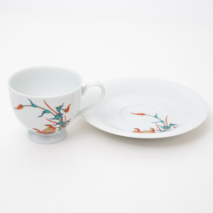 Arita Ware Quail & Autumn Grass Coffee Cup & Saucer Set