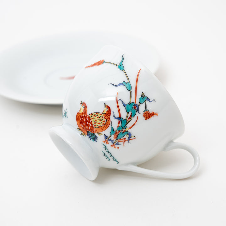 Arita Ware Quail & Autumn Grass Coffee Cup & Saucer Set
