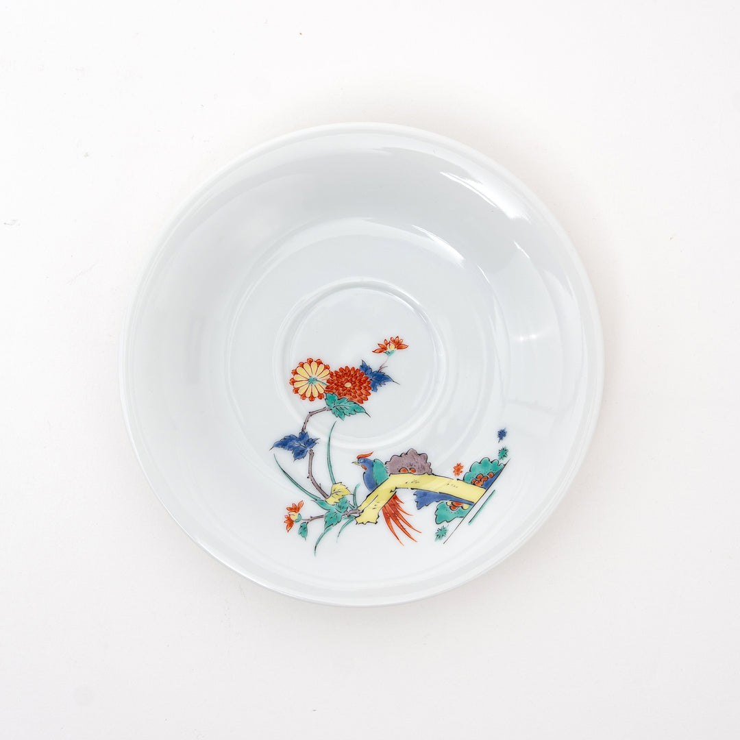Arita Ware Elegant Bird & Floral Coffee Cup & Saucer Set