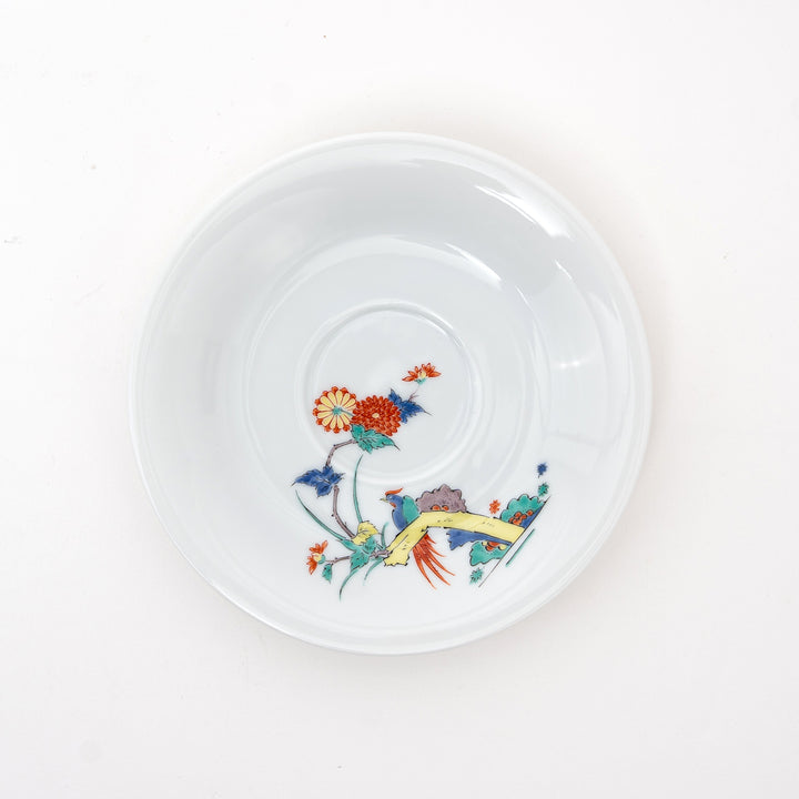 Arita Ware Elegant Bird & Floral Coffee Cup & Saucer Set