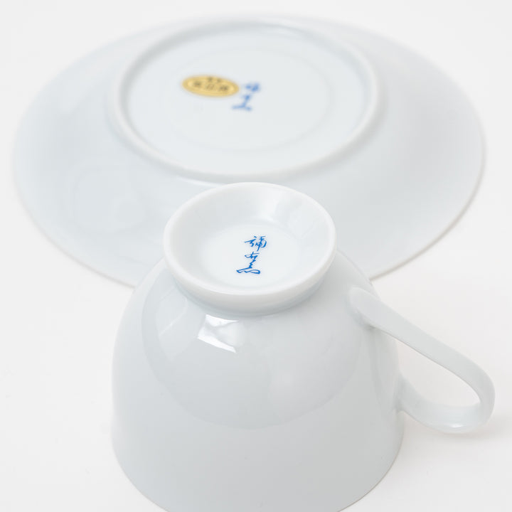 Arita Ware Elegant Bird & Floral Coffee Cup & Saucer Set