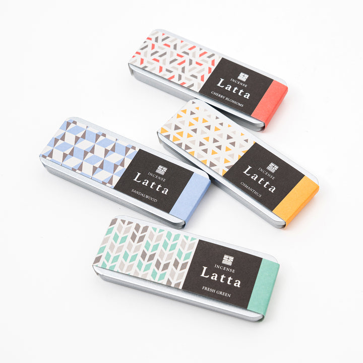 Latta Japanese Incense Set – Portable Kyoto Incense in Slide Tin (Sandalwood, Cherry Blossom, Osmanthus, Fresh Green)