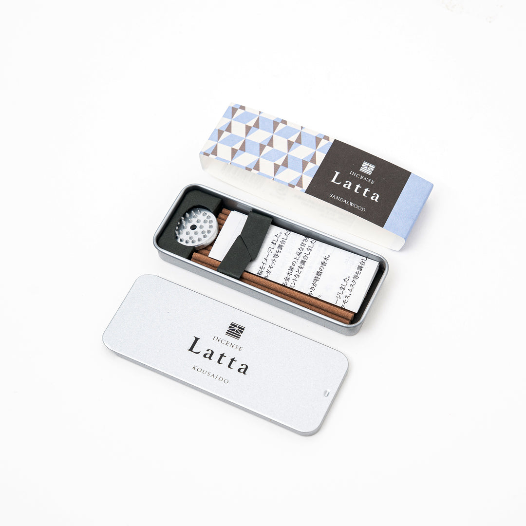 Latta Japanese Incense Set – Portable Kyoto Incense in Slide Tin (Sandalwood, Cherry Blossom, Osmanthus, Fresh Green)