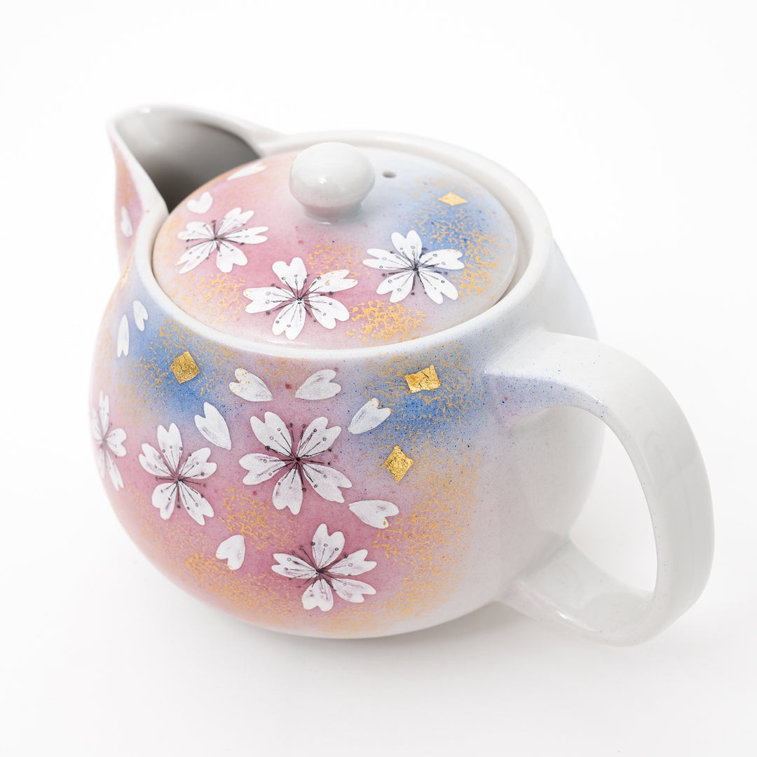 Sakura Cherry Blossom Flower Kutani Japanese Teapot Set