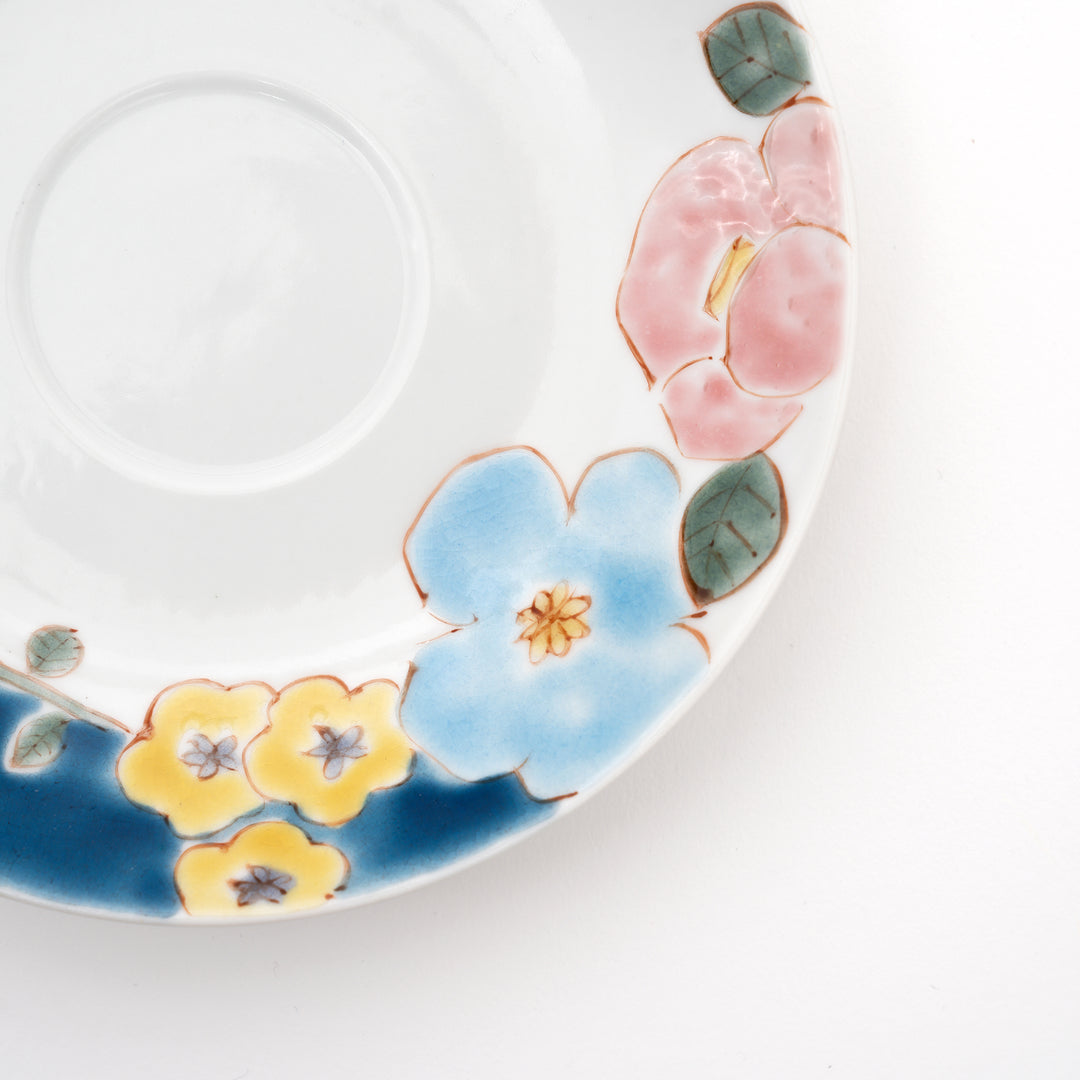 Kutani ware Cup & Saucer Set Flower Crest Hand Paint
