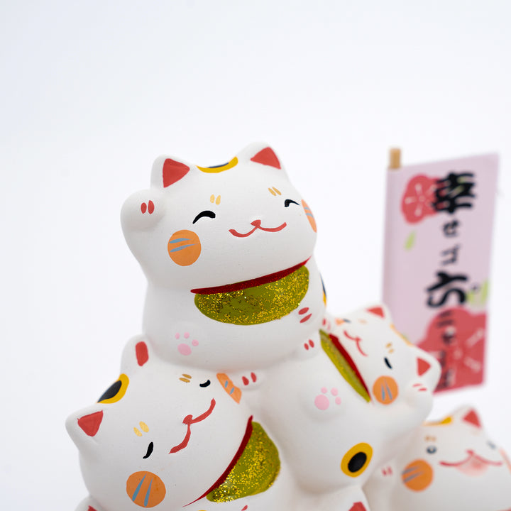 Cute Ceramic Six-Stack Lucky Cat Figurine