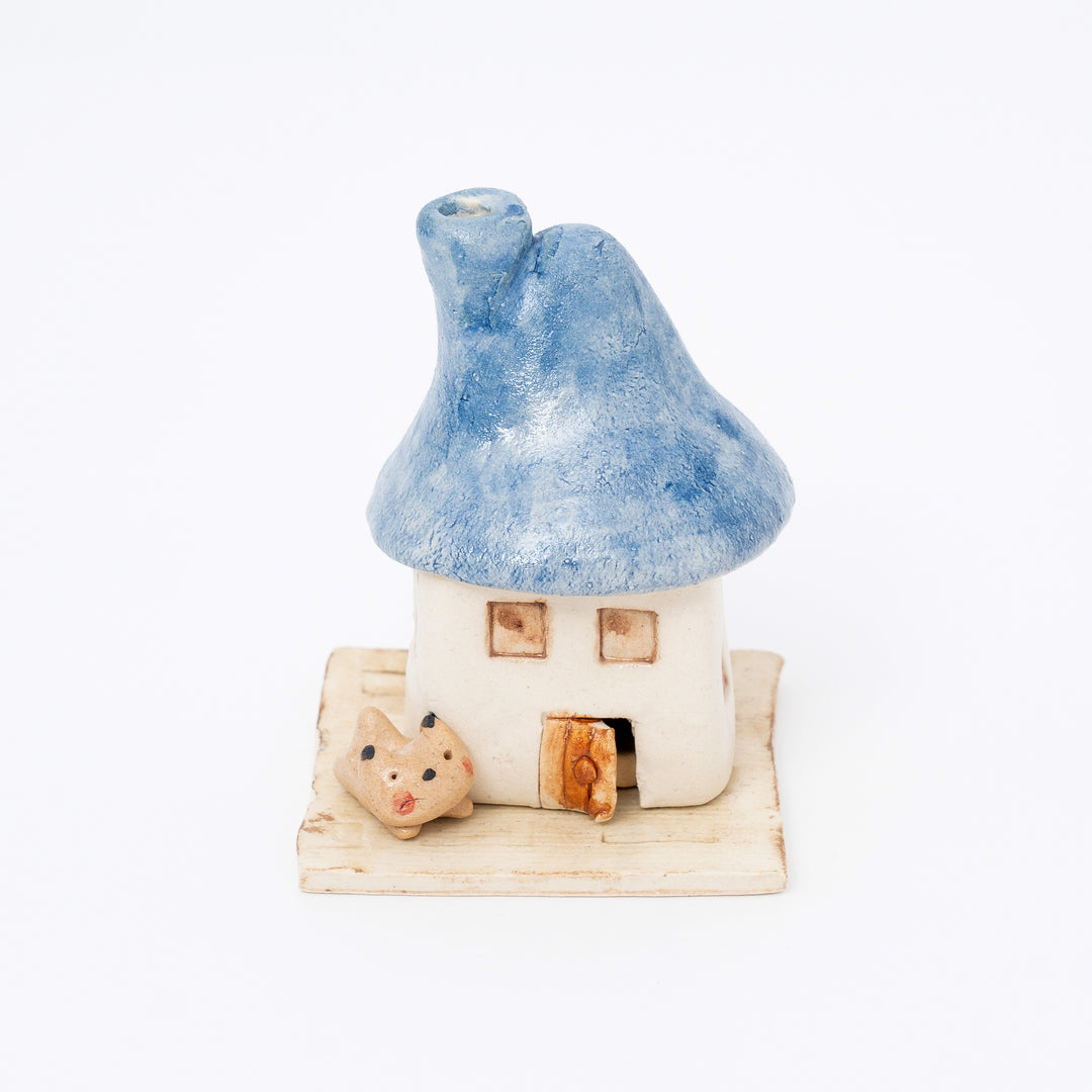 Handmade Cute Cat and Little House Incense Holder