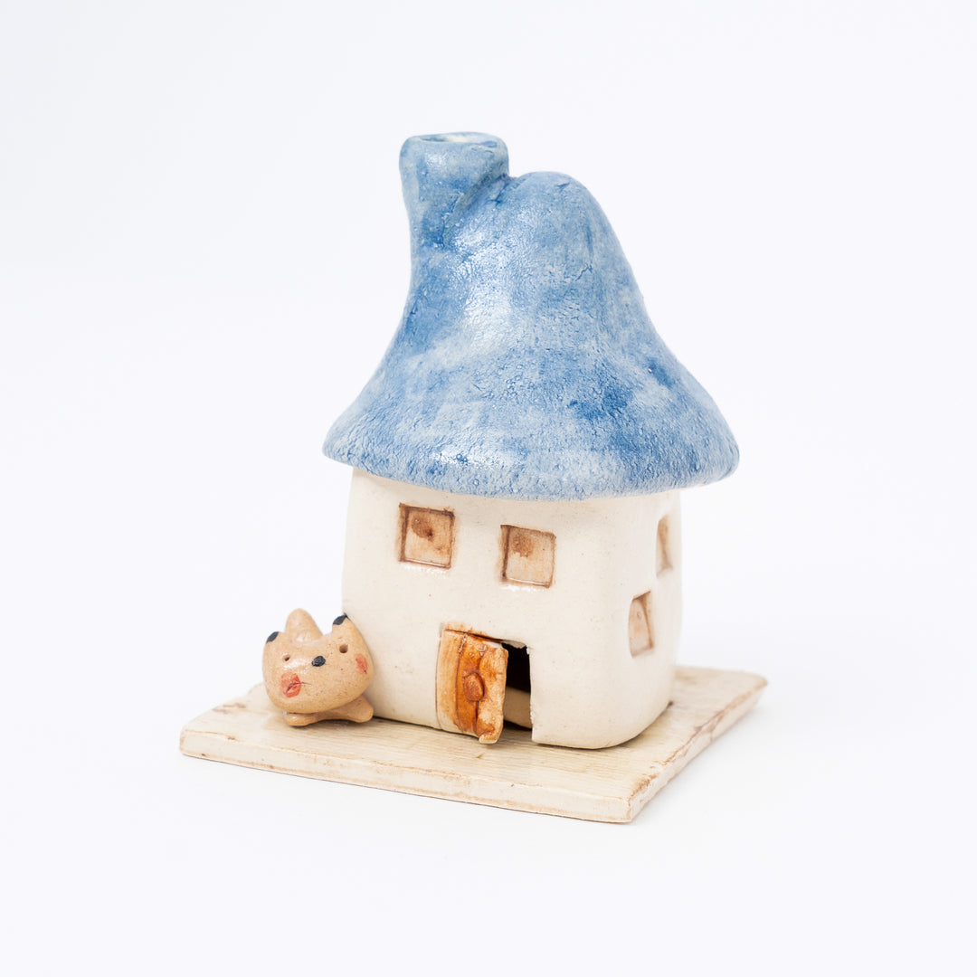 Handmade Cute Cat and Little House Incense Holder
