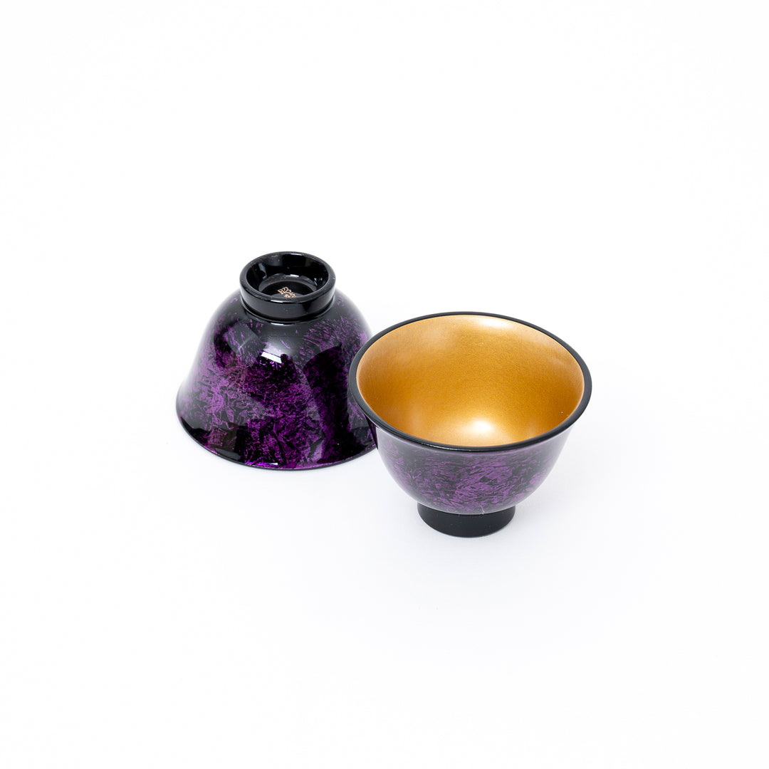Handmade Purple Lacquer Glaze Tokoname Ware Black Clay Tea Cup by Shoryu Kiln