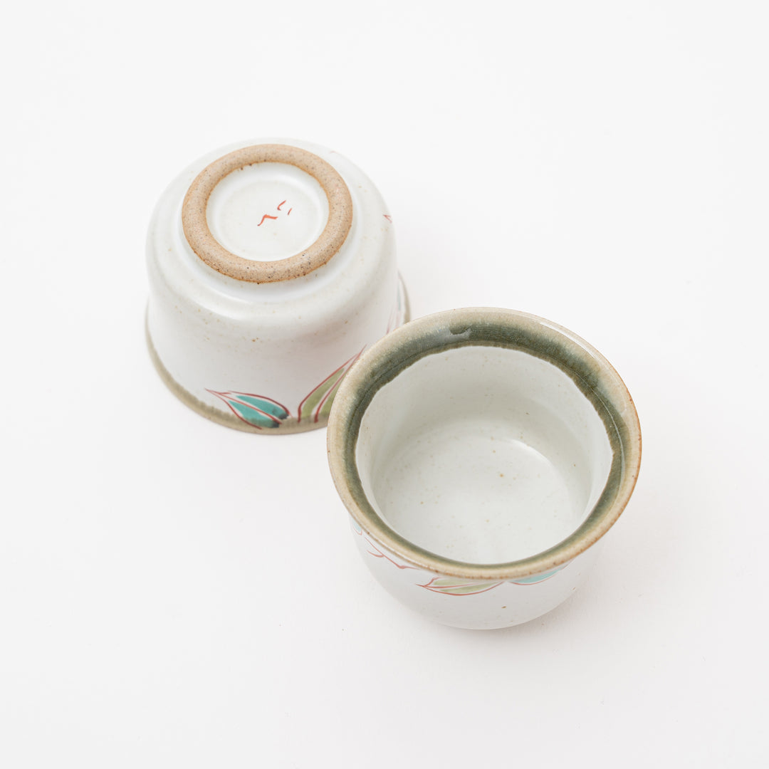 Kutani Ware Sake Set - Hand-Painted Tokkuri & Ochoko Cups