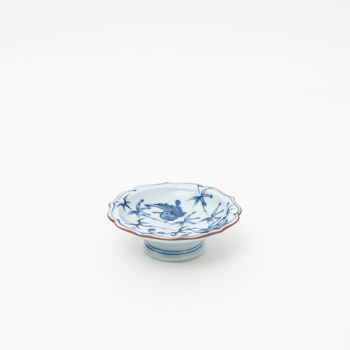 Hasami Ware High-Stand Small Dish with Wavy Rim