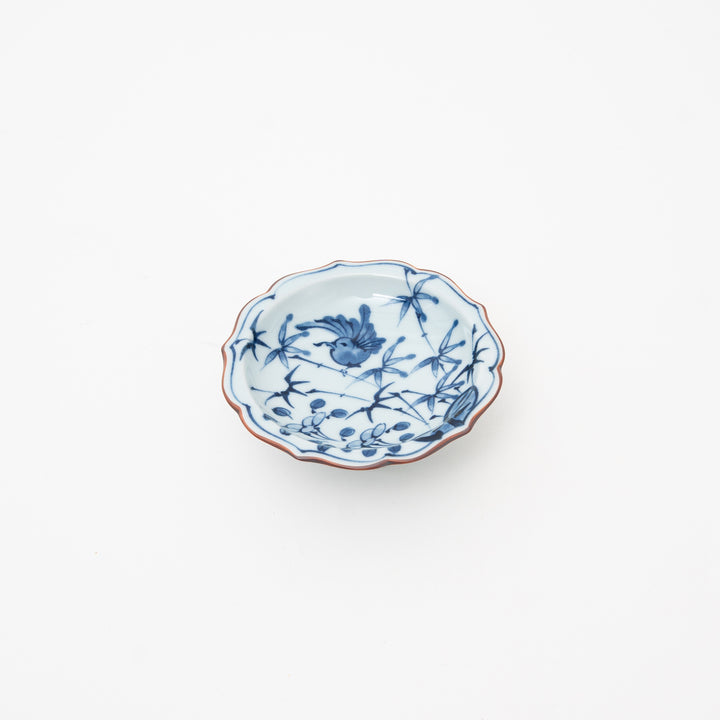 Hasami Ware High-Stand Small Dish with Wavy Rim