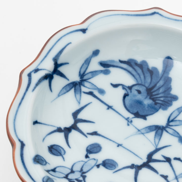 Hasami Ware High-Stand Small Dish with Wavy Rim