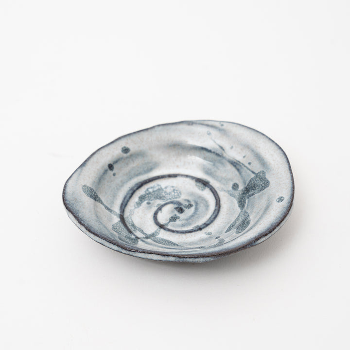 apanese Ceramic Spiral Dish - Black & White Plate