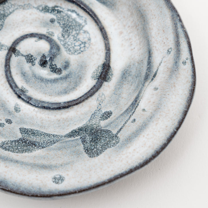 apanese Ceramic Spiral Dish - Black & White Plate