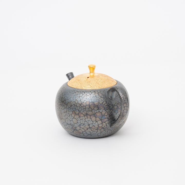 Tokoname Gold Lid Oil Drop Kyusu Teapot by Shoryu Kiln