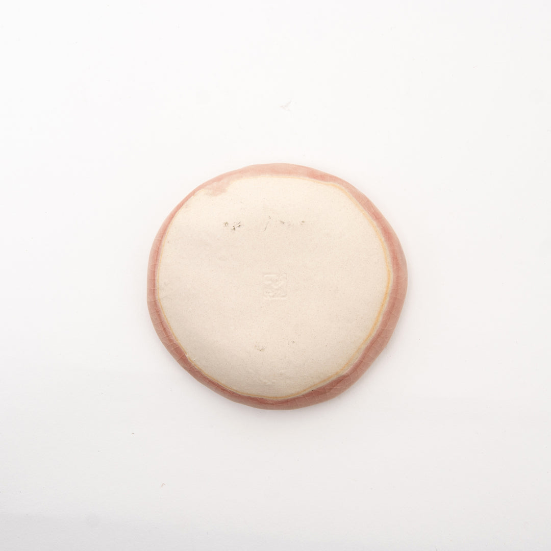 Japanese Pink Crackle Glaze Ceramic Dish - Irregular Handmade Plate