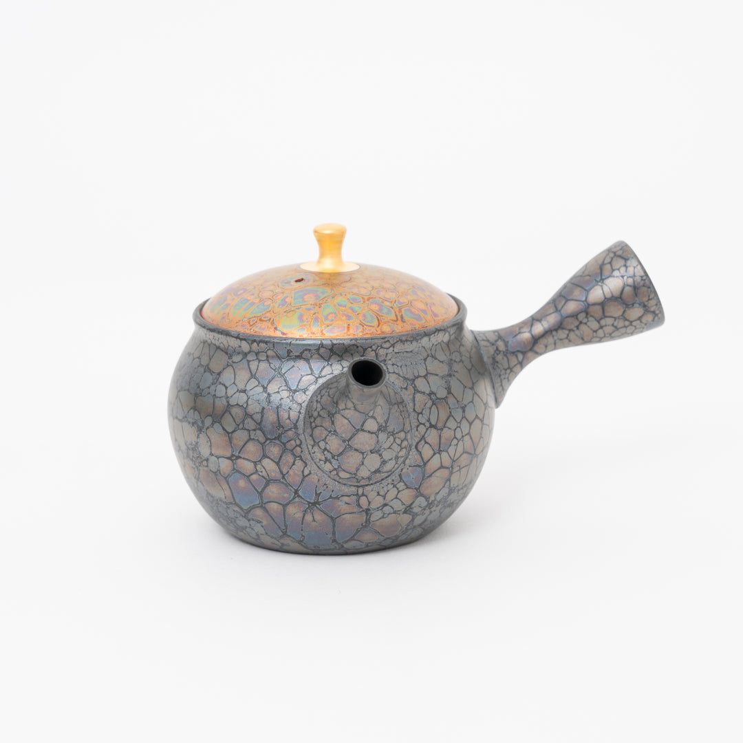 Tokoname Kyusu Pink Hydrangea Oil Drop  Teapot by Shoryu Kiln