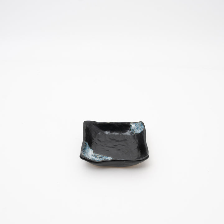 Handmade Black Melted Snow Square Small Bowl