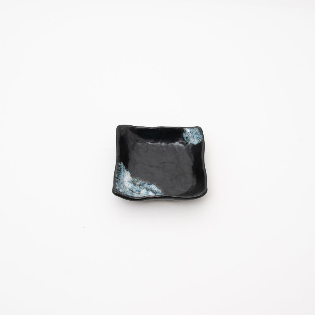 Handmade Black Melted Snow Square Small Bowl