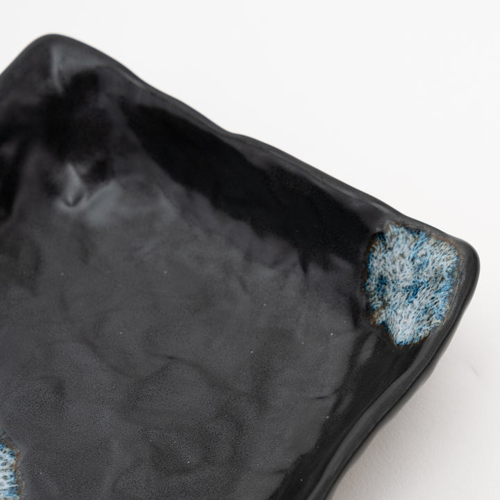 Handmade Black Melted Snow Square Small Bowl
