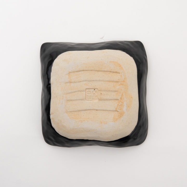 Handmade Black Melted Snow Square Small Bowl