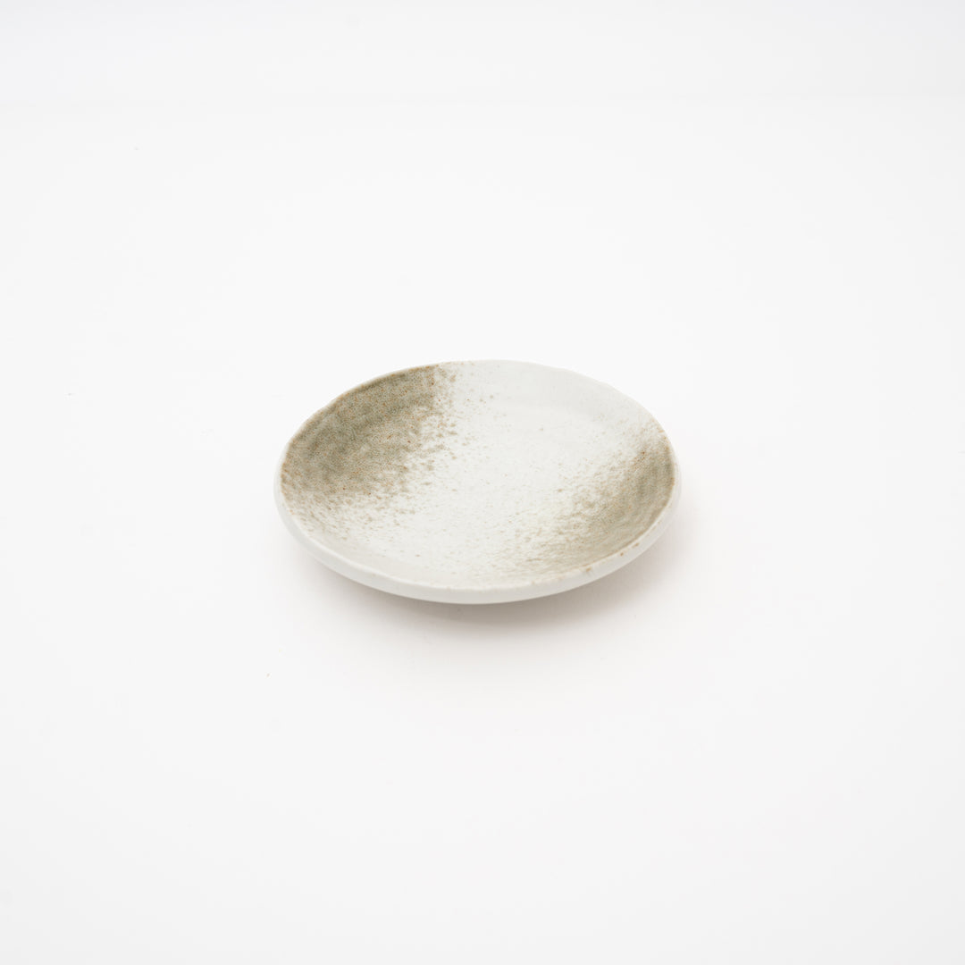 Mino Ware White & Green Speckled Ceramic Plate
