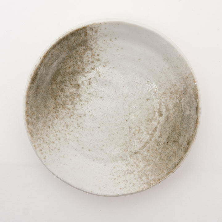 Mino Ware White & Green Speckled Ceramic Plate