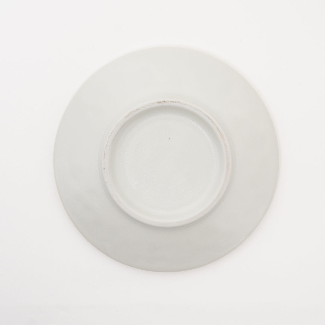 Mino Ware White & Green Speckled Ceramic Plate